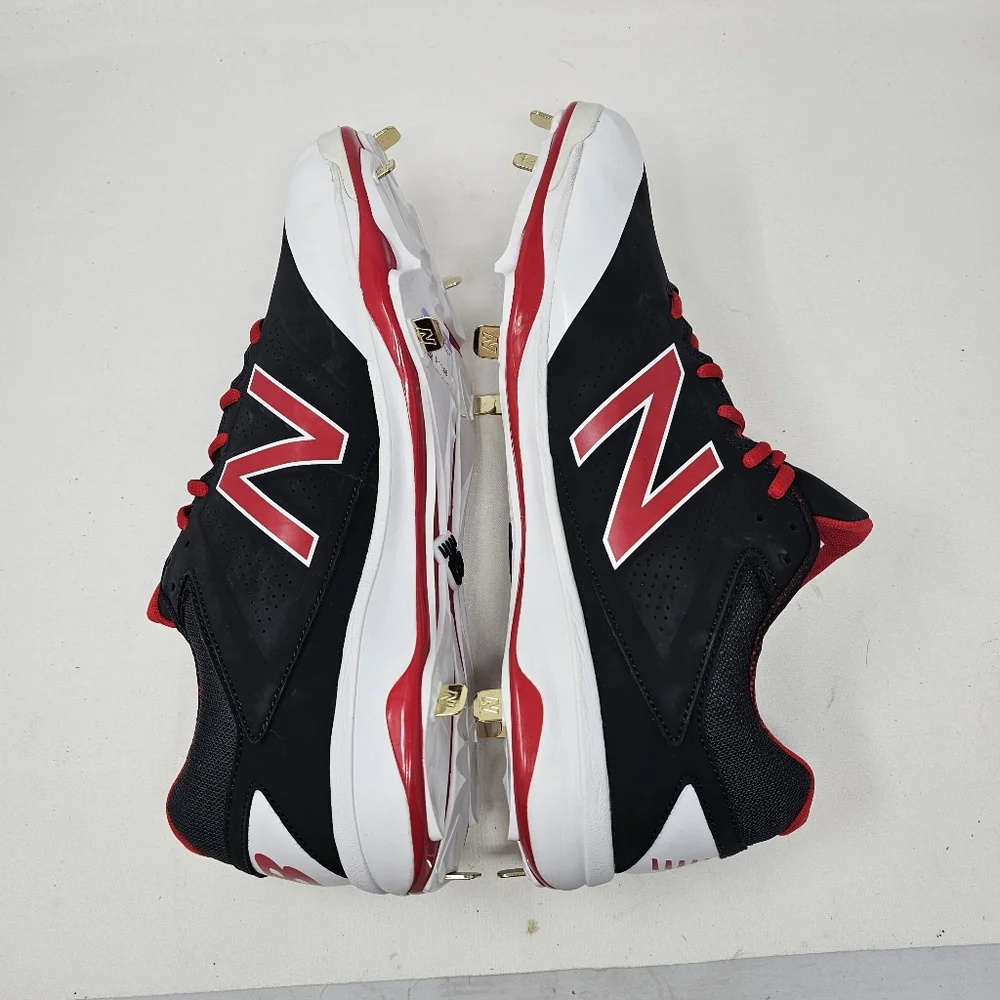 New Balance L4040BR3 Black Red White Men's Baseball Metal Cleat Size 16 No Box.‎